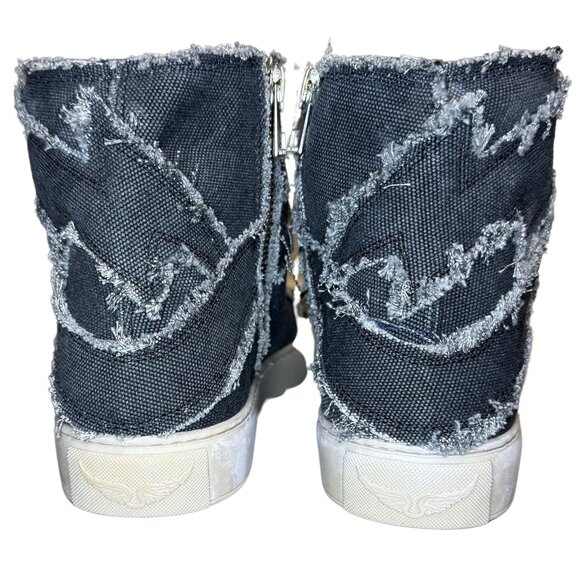Zadig & Voltaire High Flash Canvas Noir Sneakers New in Box - Picture 8 of 11